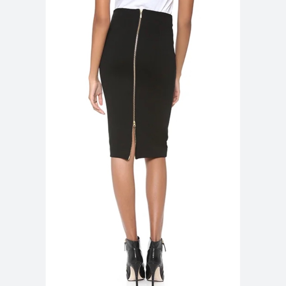 Catherine Malandrino Black Pencil Skirt with Gold Zipper - Size 6 NWT